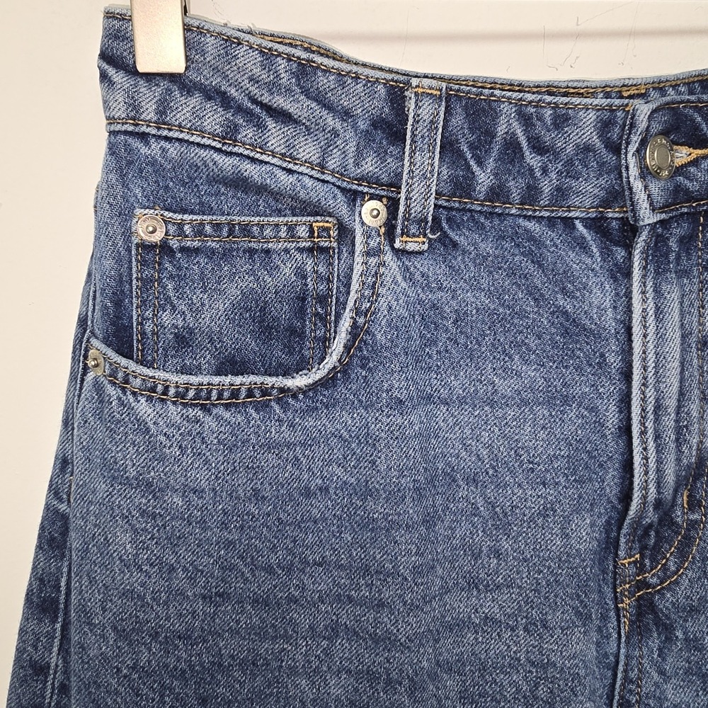H&M High Rise Wide Leg Blue Denim Jeans Sz 6 Womens 5-Pocket 100% Cotton Boho - Picture 7 of 12